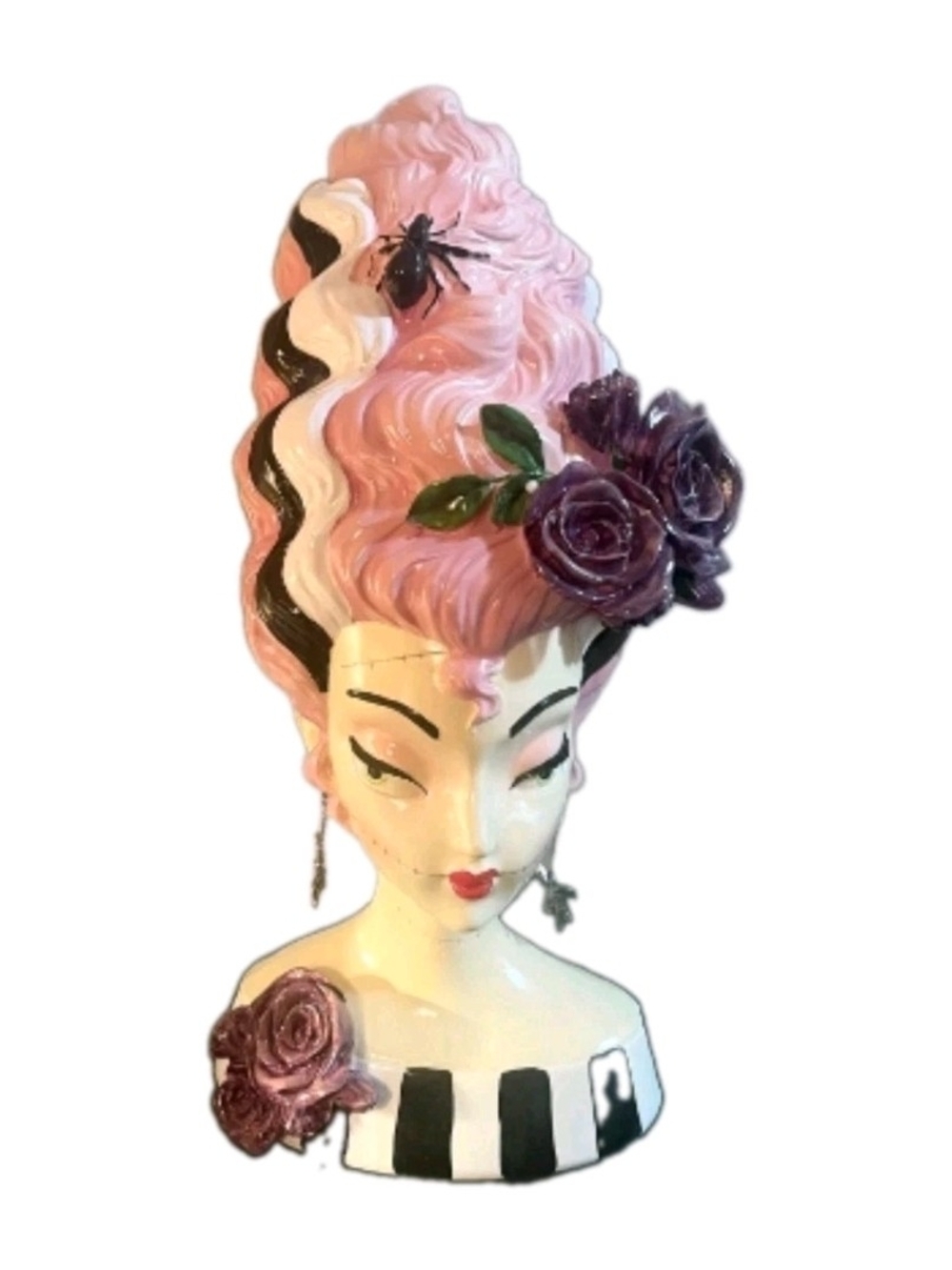 Bella Lux Pink Bride of Frankenstein Bust Head  HALLOWEEN Decor Display Viral